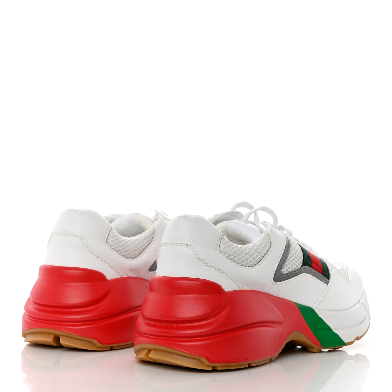 Gucci Lavaredo Eco Fabric Mesh Web Womens Rhyton Reflective Sneakers 39.5 Great White Green Red Silver 4 of 8