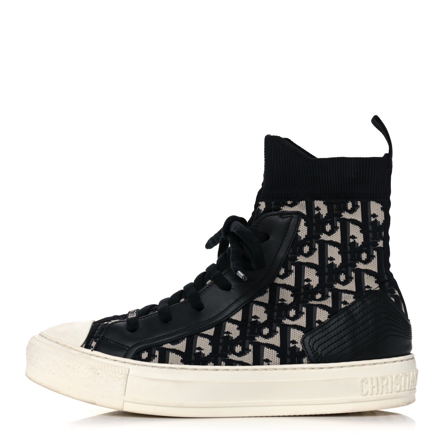 Christian Dior Technical Knit Calfskin Oblique Womens Walk'n Dior High Top Sneakers 38.5 Deep Blue 1 of 24