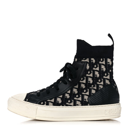 Christian Dior Technical Knit Calfskin Oblique Womens Walk'n Dior High Top Sneakers 38.5 Deep Blue 1 of 24