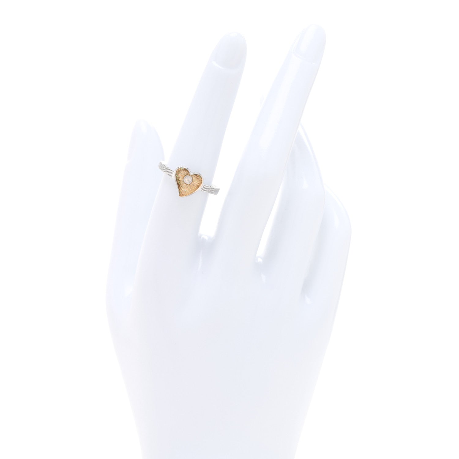 Gucci Sterling Silver Enamel GG Heart Ring 53 6.25 Iridescent 2 of 4