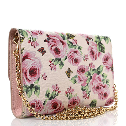 Dolce & Gabbana Dauphine Rose Print Wallet On Chain Pink 3 of 8
