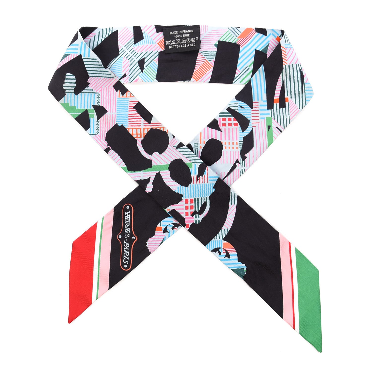 Hermes Silk Cavalcadour Morning Twilly Black Rouge Vert 1 of 4