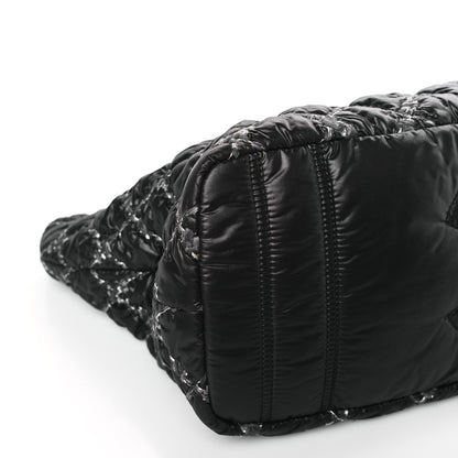 Chanel Nylon Quilted Tweed Stitch Bubble Tote Black 8 of 9