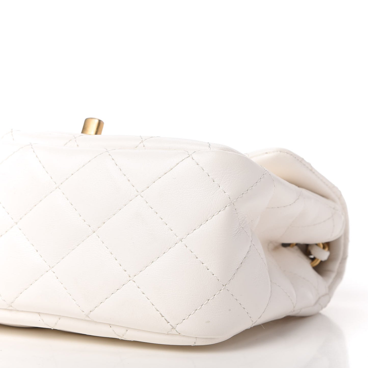 Calfskin Quilted Mini Romance Square Flap White