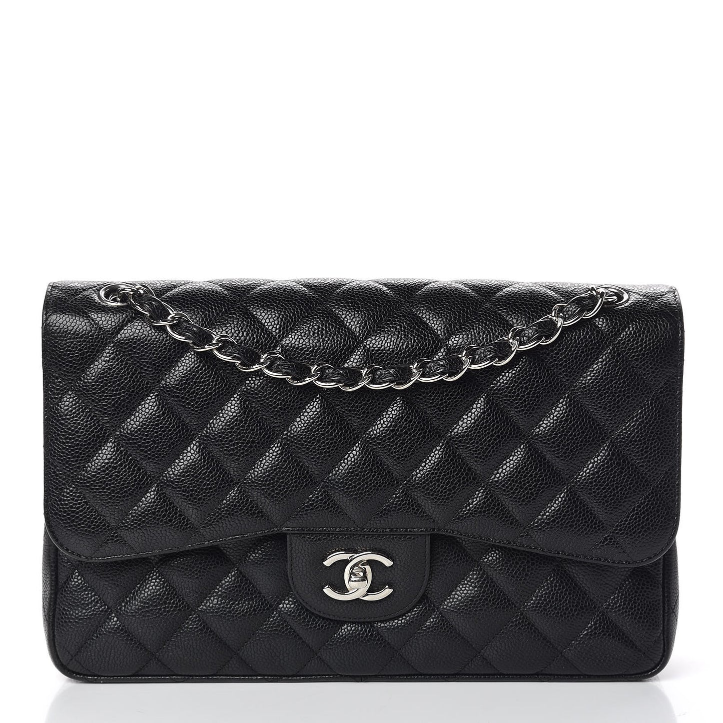 Caviar Quilted Jumbo Double Flap Black
