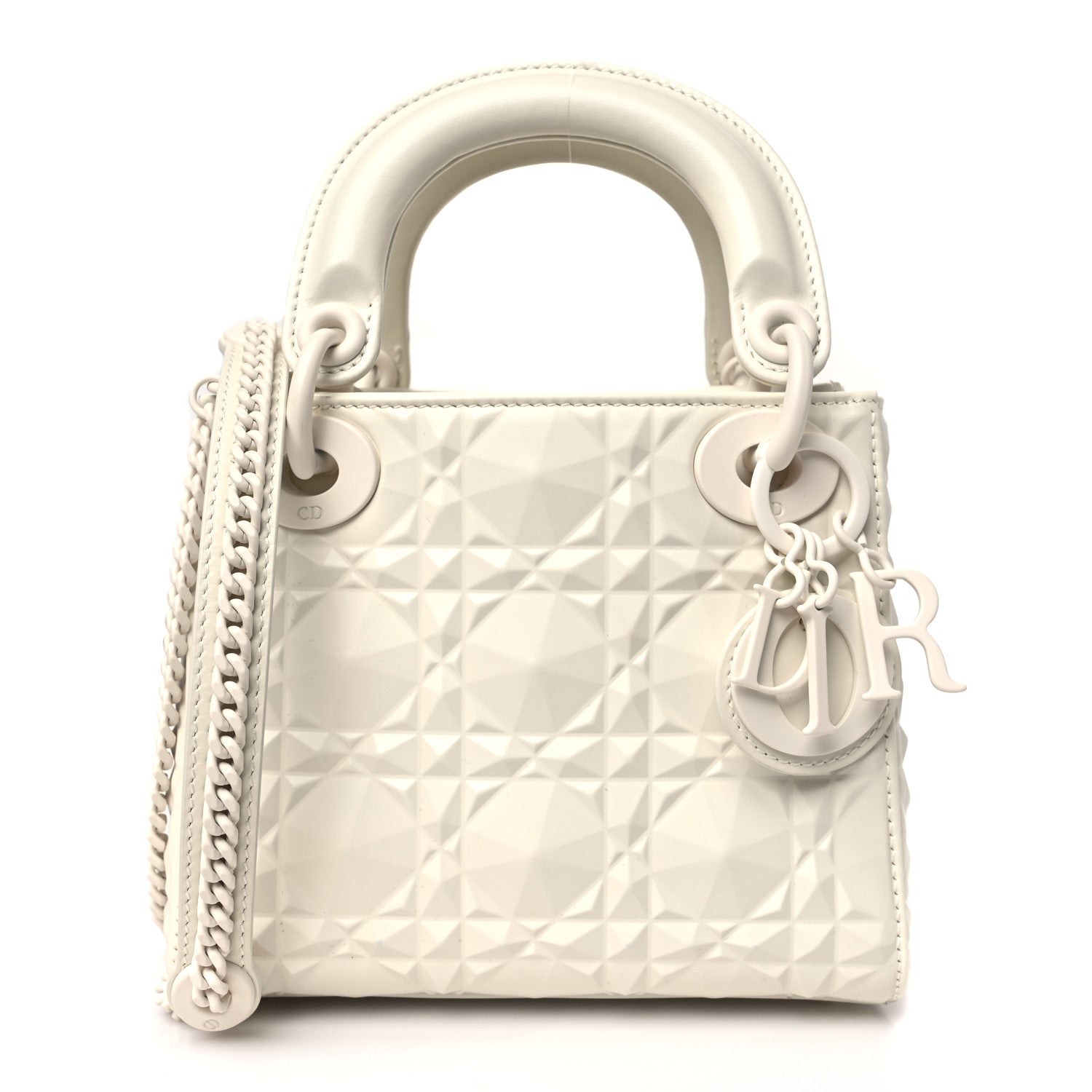 Christian Dior Calfskin Cannage Diamond Mini Lady Dior White 1 of 9