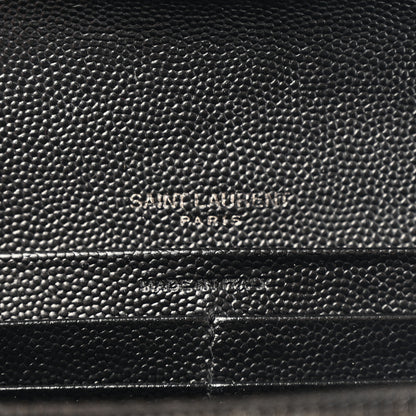 Saint Laurent Grain De Poudre Matelasse Chevron Monogram Flap Wallet Black 7 of 11
