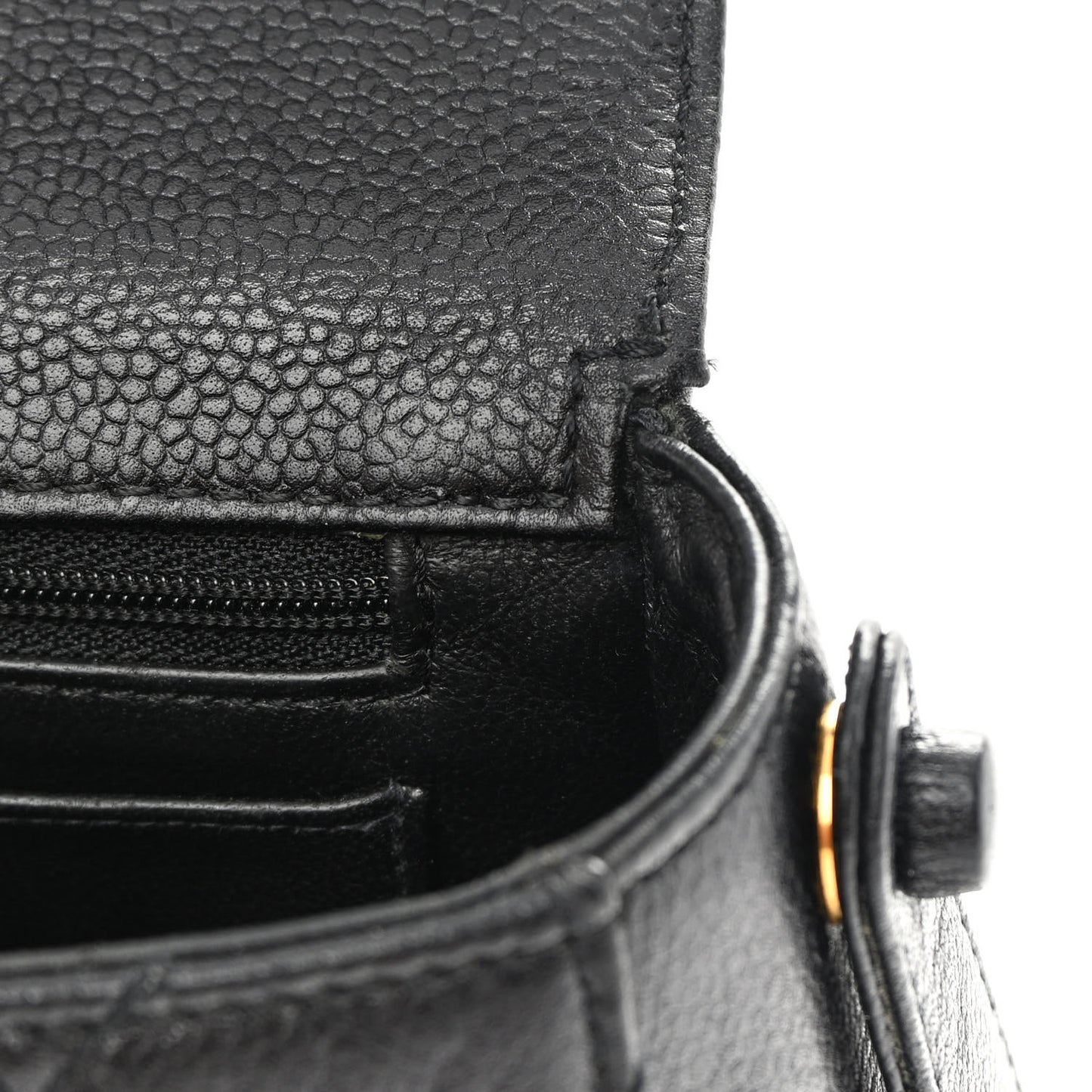 Caviar Quilted Flap Shoulder Bag Black Black