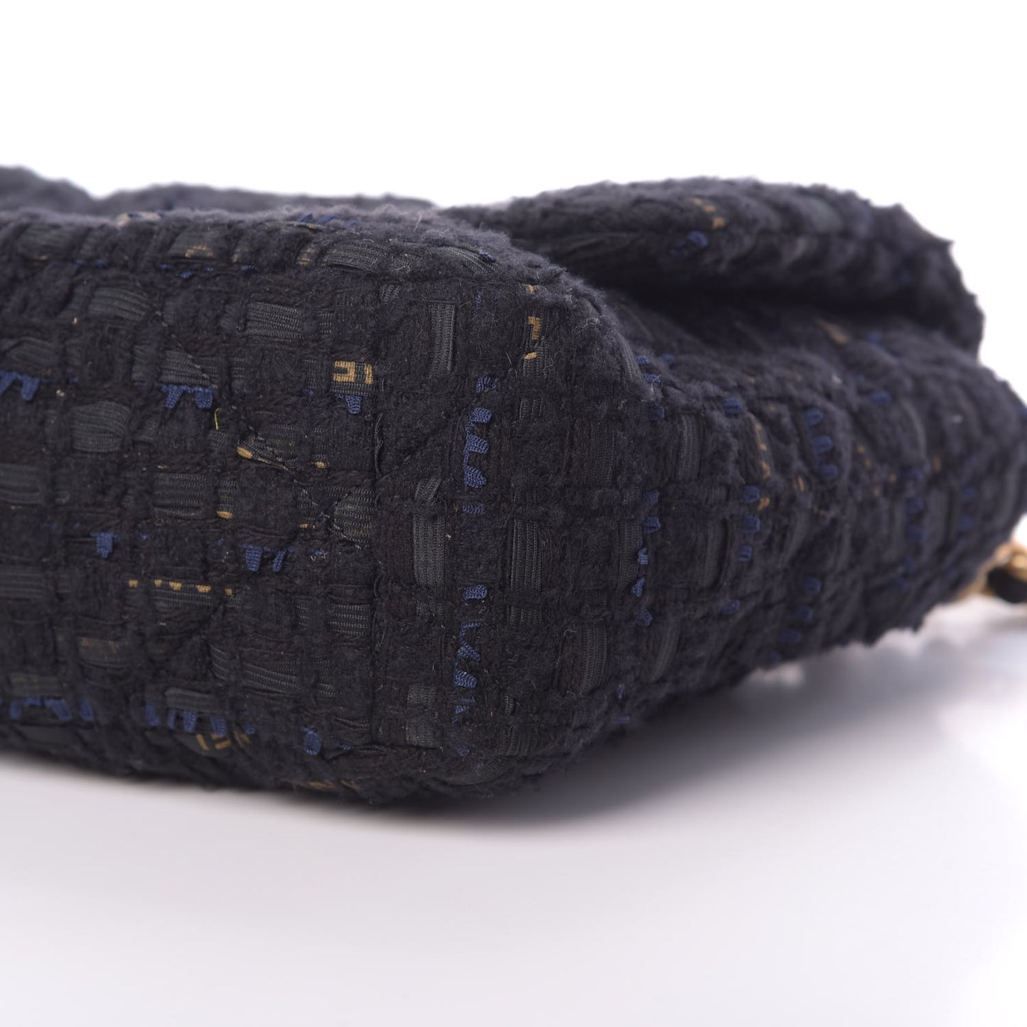 Tweed Quilted Large Chanel 19 Flap Black Navy Gold
