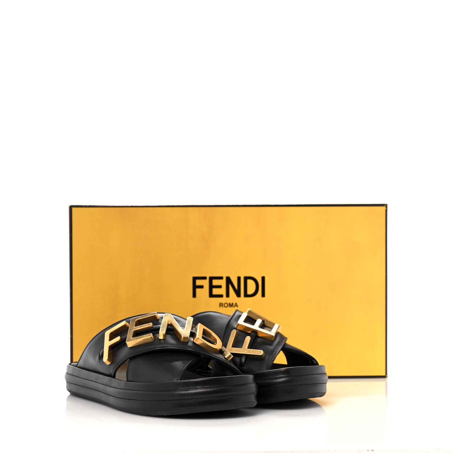 Fendi Vitello Womens Fendigraphy Slide Sandals 37 Black 10 of 10