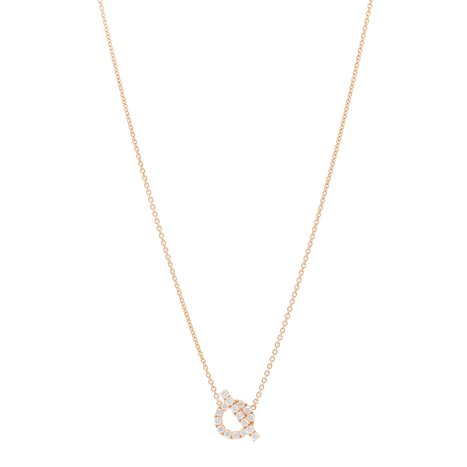 Hermes 18K Rose Gold Diamond Finesse Pendant Necklace 1 of 6