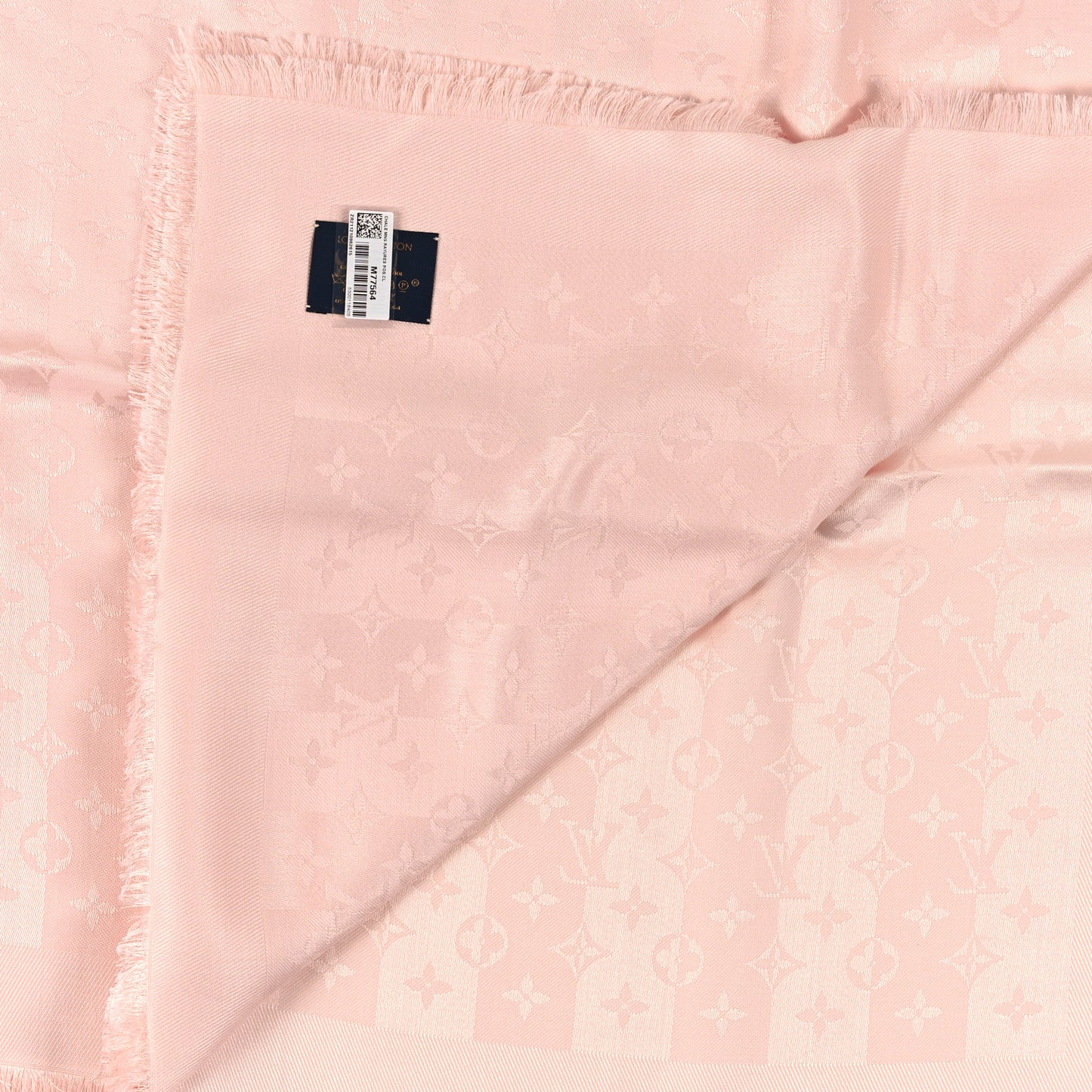 Silk Wool Monogram Shawl Rose
