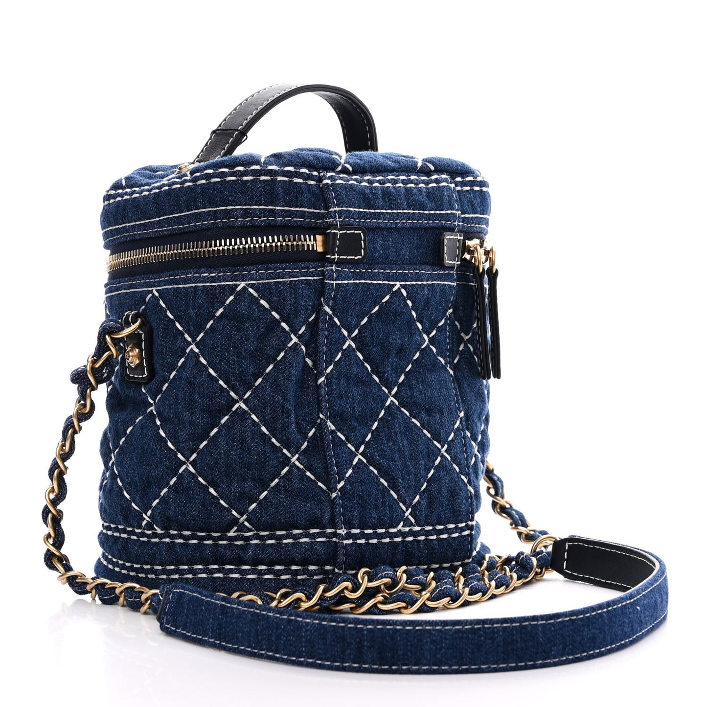 Denim Quilted Denim Trip Vanity Cosmetic Case Blue