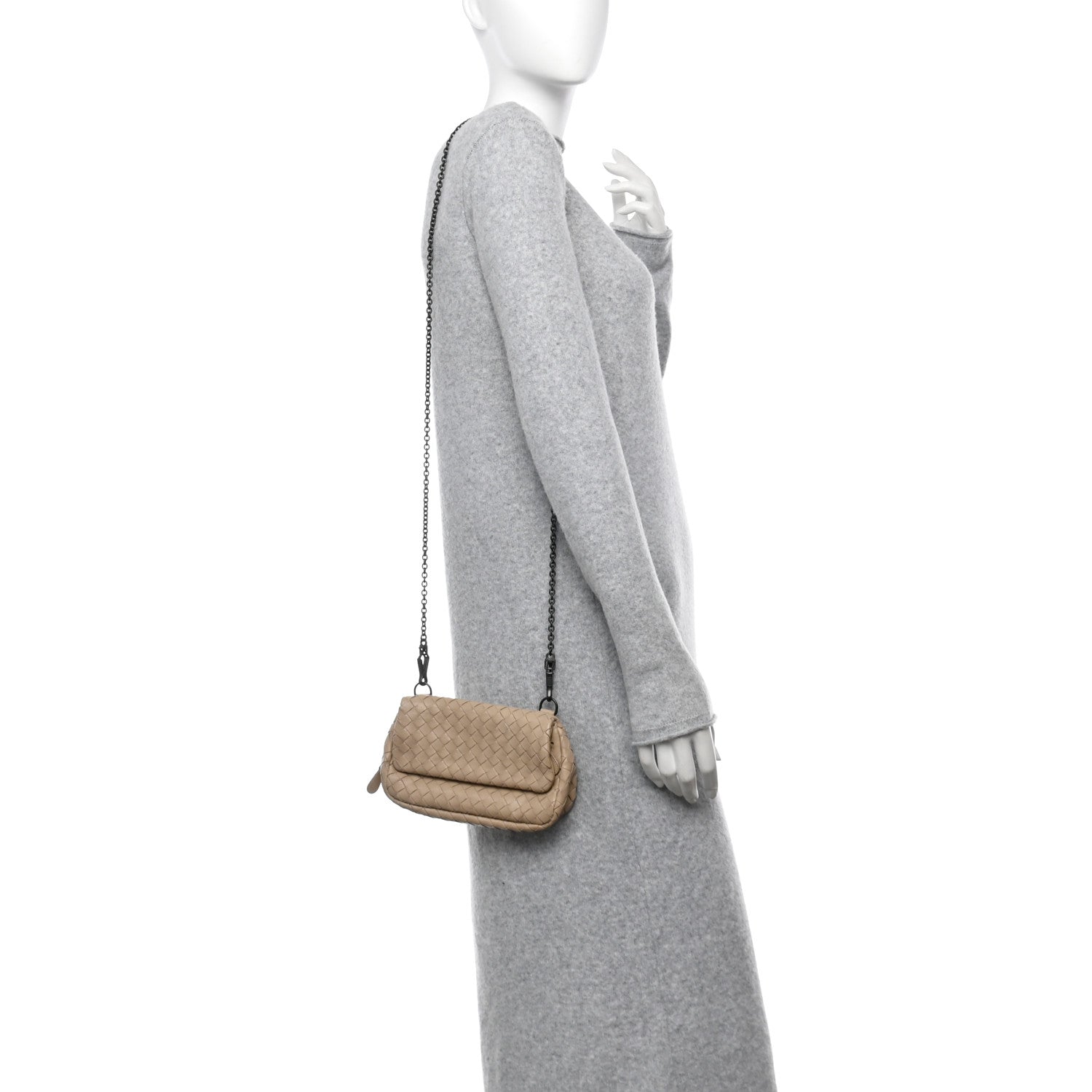 Bottega Veneta Nappa Intrecciato Mini Chain Messenger Fume 2 of 12