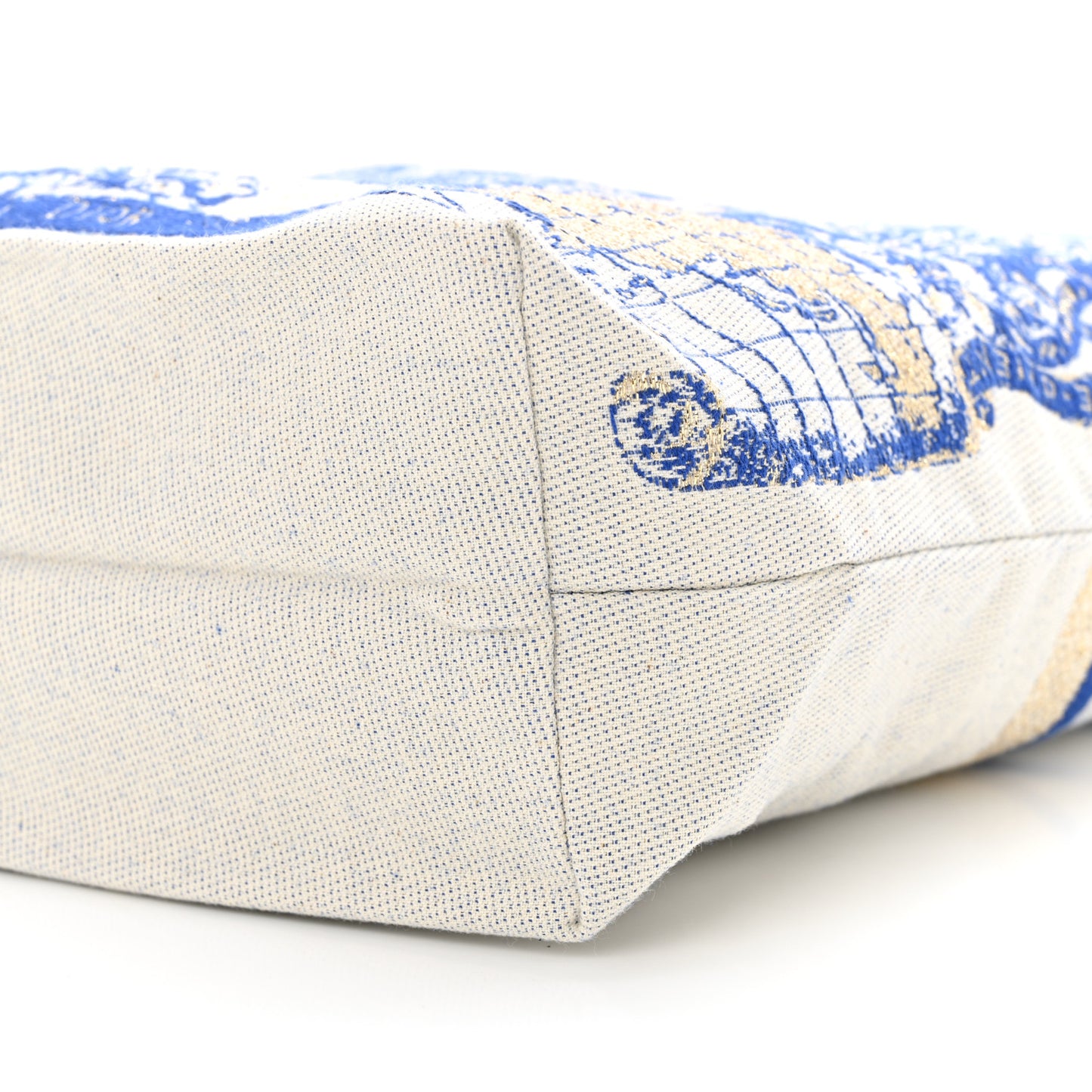 Canvas Print Tote Ivory Blue