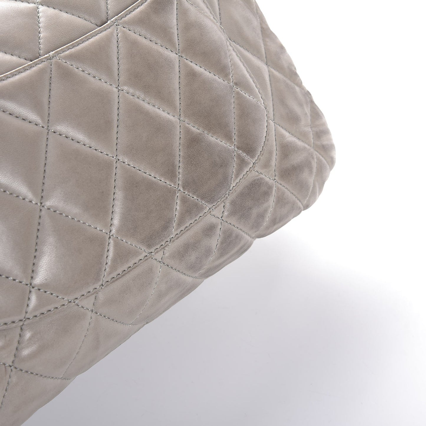 Lambskin Quilted Maxi 3 Flap Bag Grey