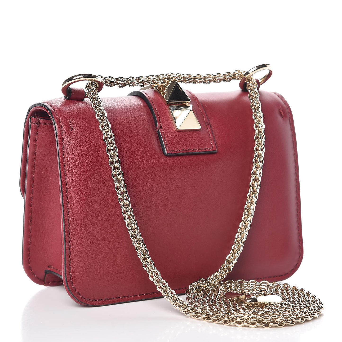 Vitello Mini Glam Lock Rockstud Flap Red