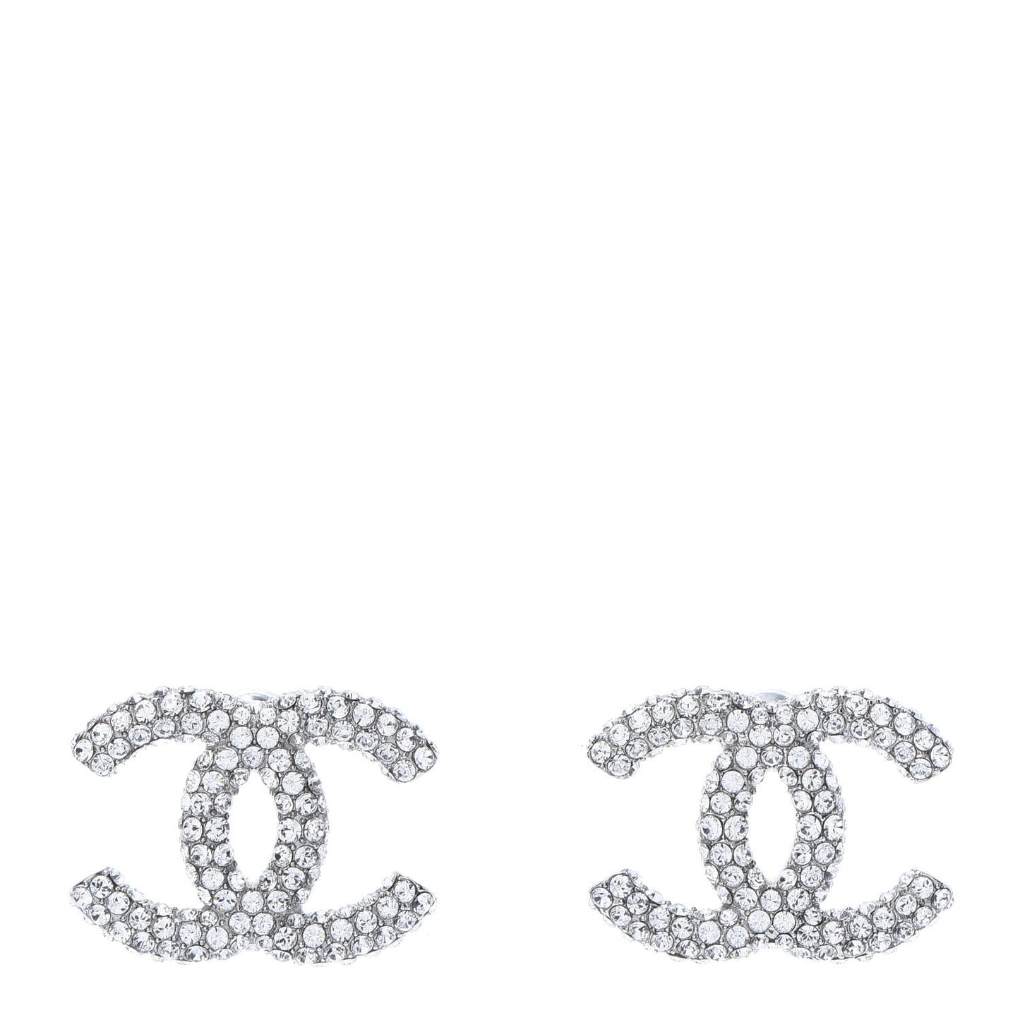 Crystal CC Treasure Chest Earrings Silver