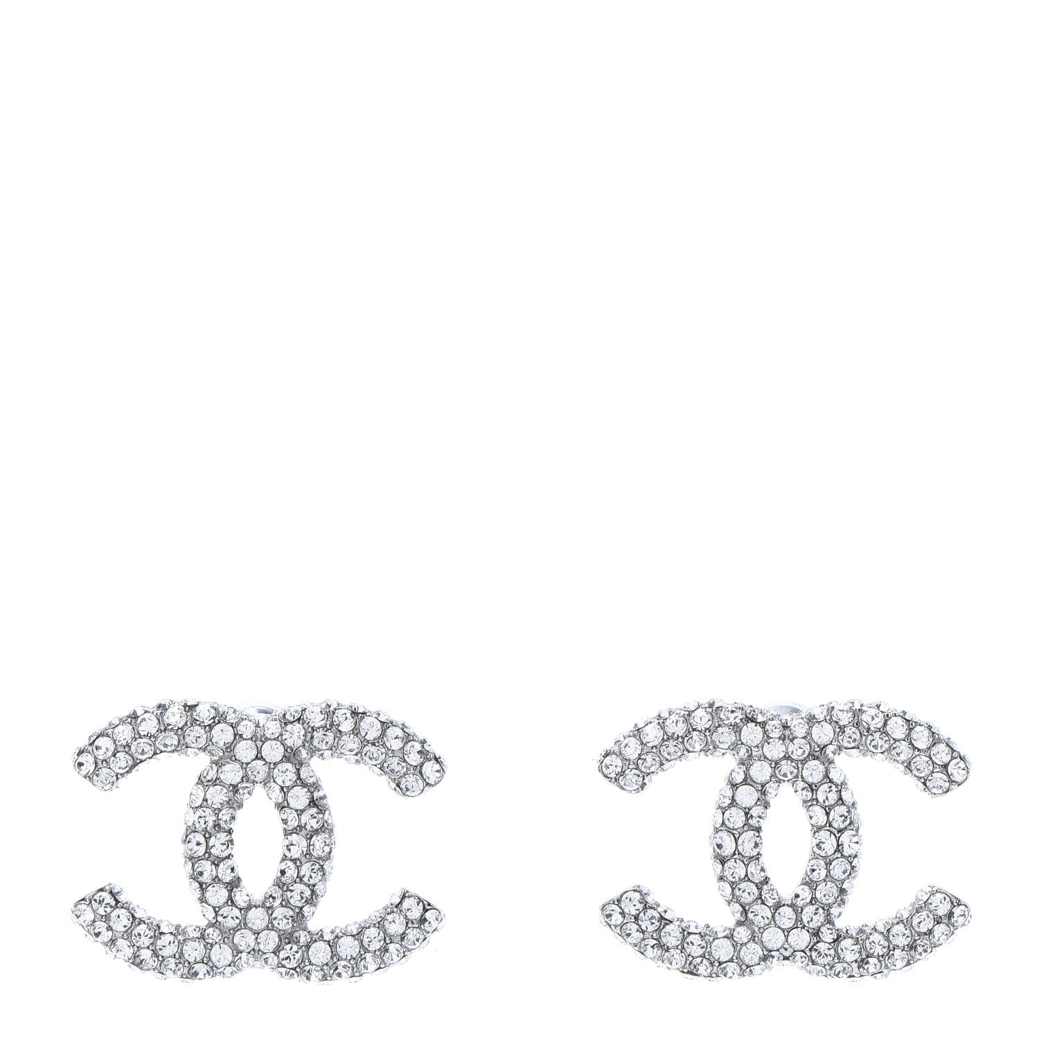 Chanel Crystal CC Treasure Chest Earrings Silver 1 of 5