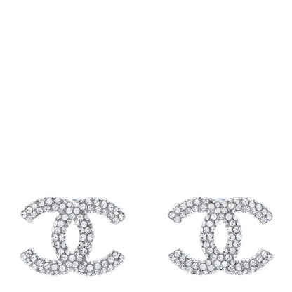 Chanel Crystal CC Treasure Chest Earrings Silver 1 of 5