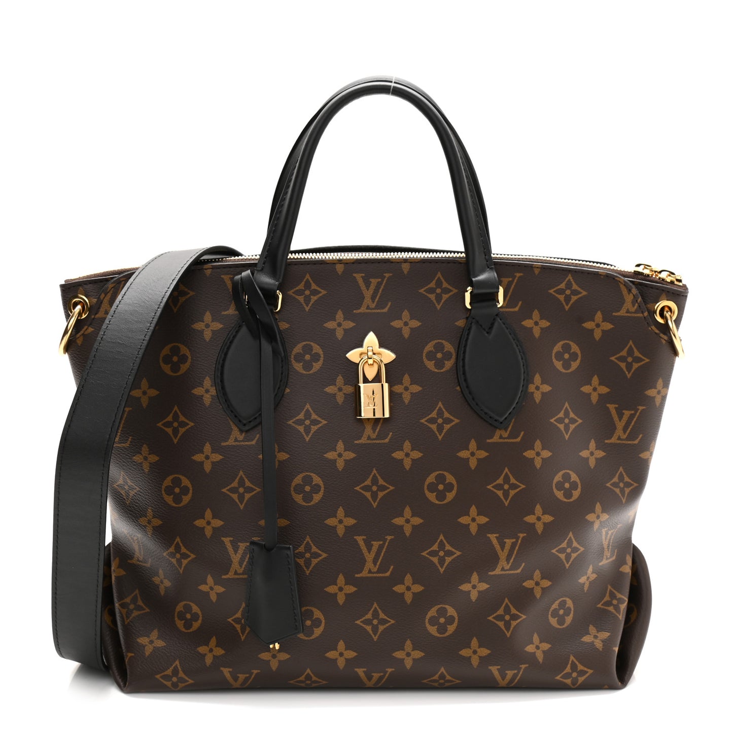 Monogram Flower Zipped Tote MM Black