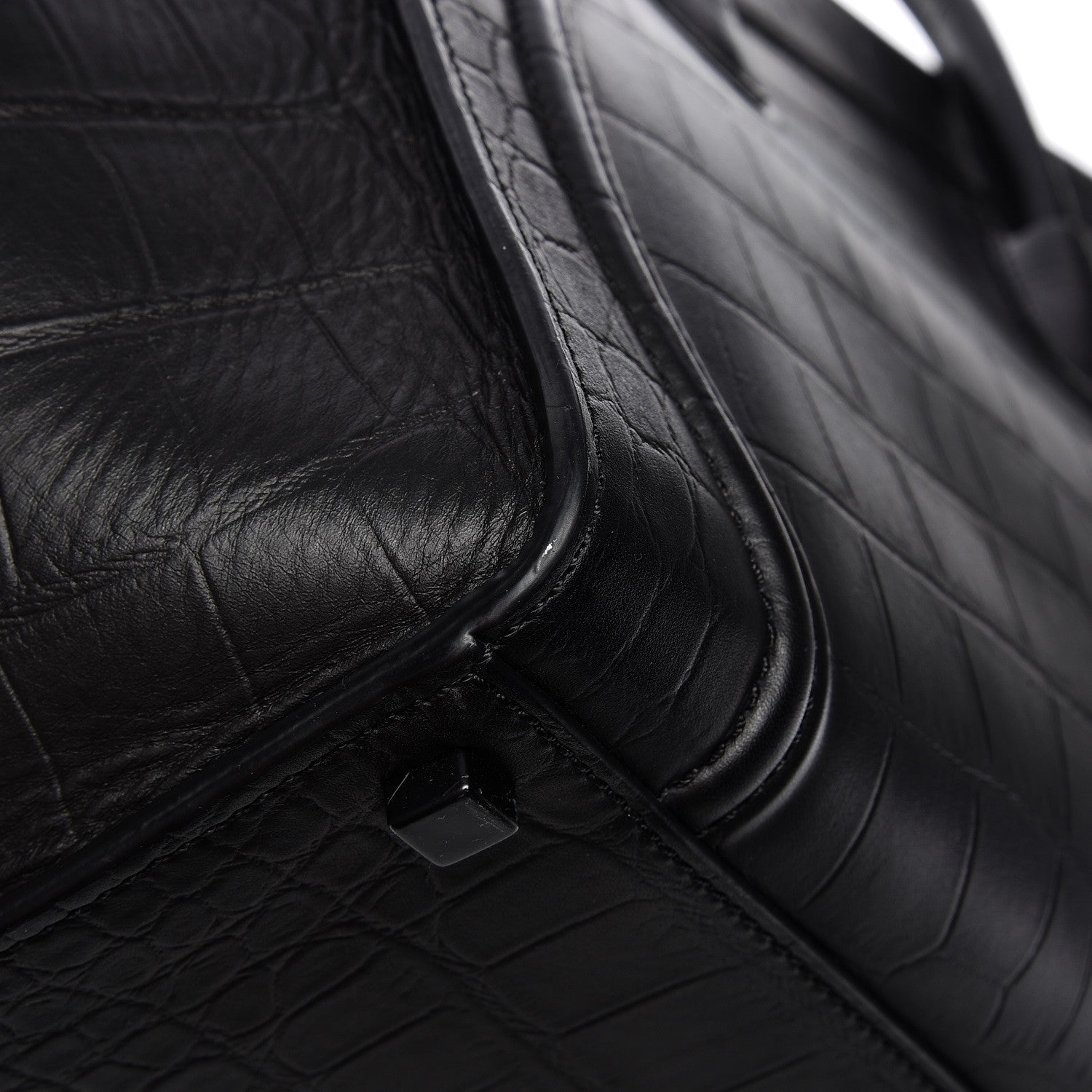 Celine Crocodile Embossed Calfskin Medium Phantom Luggage Black 10 of 10