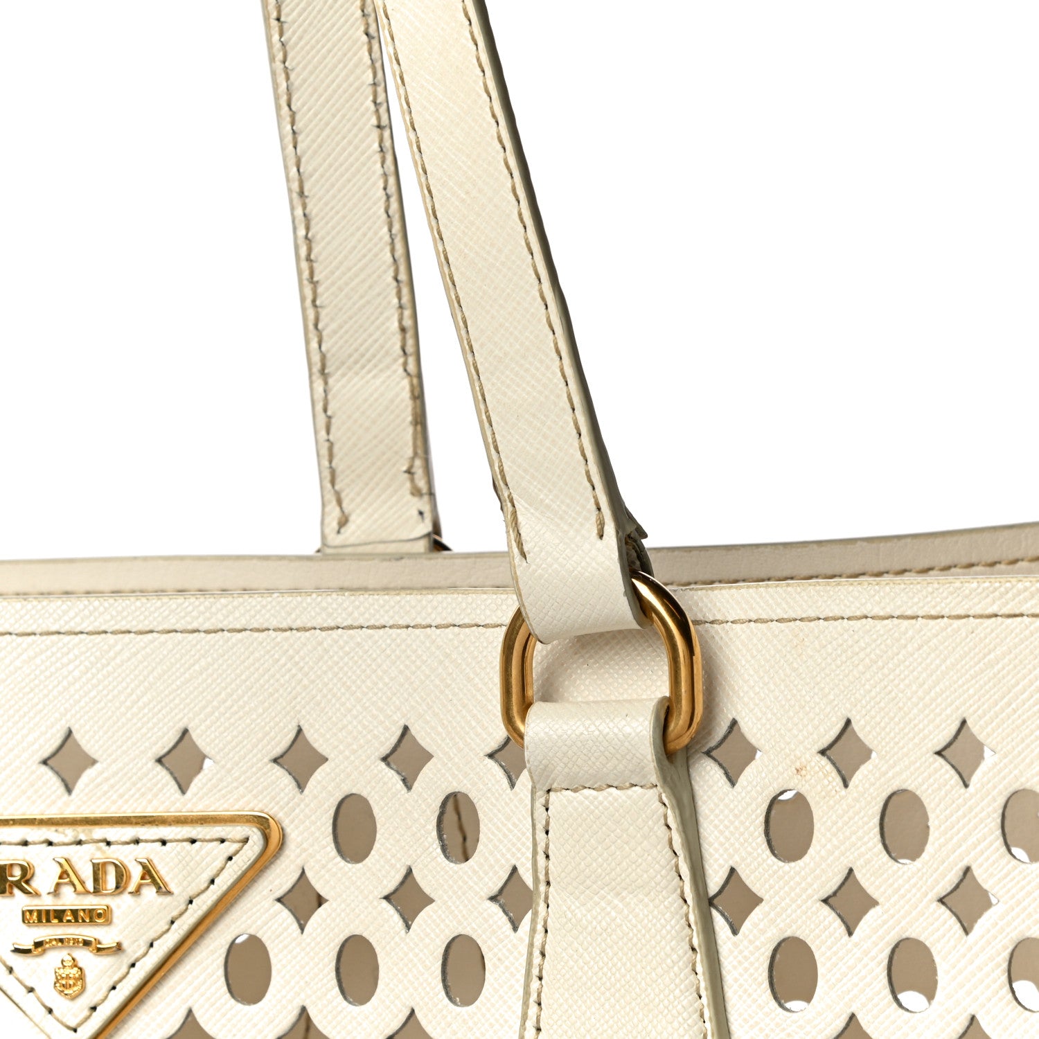 Prada Saffiano Perforated Tote Talco 18 of 21