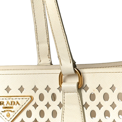 Prada Saffiano Perforated Tote Talco 18 of 21