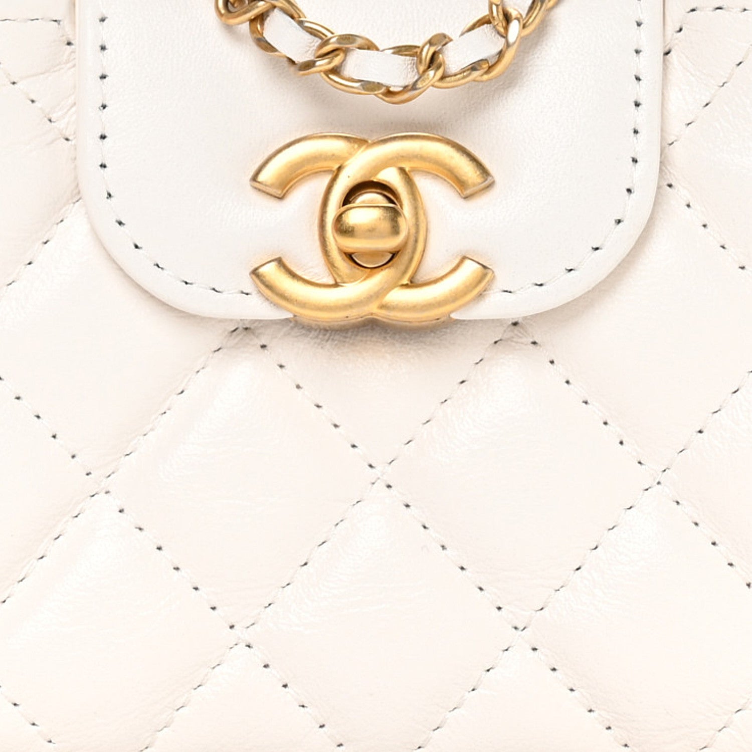 Chanel Shiny Aged Calfskin Quilted Mini Nano Kelly Shopper White 8 of 10