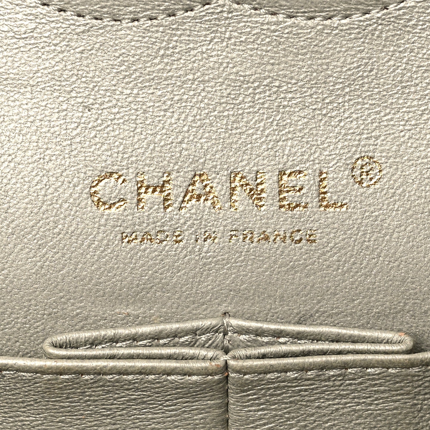 Iridescent Calfskin Quilted Medium Double Flap Silver