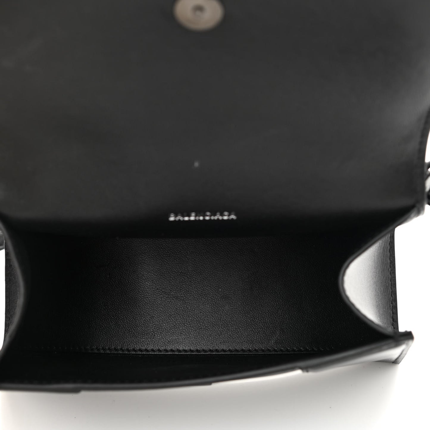 Shiny Box Calfskin Strass Hourglass Top Handle Bag XS Black