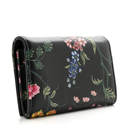 Christian Dior Calfskin Petites Fleurs Print Caro XS Wallet Black Multicolor 3 of 10