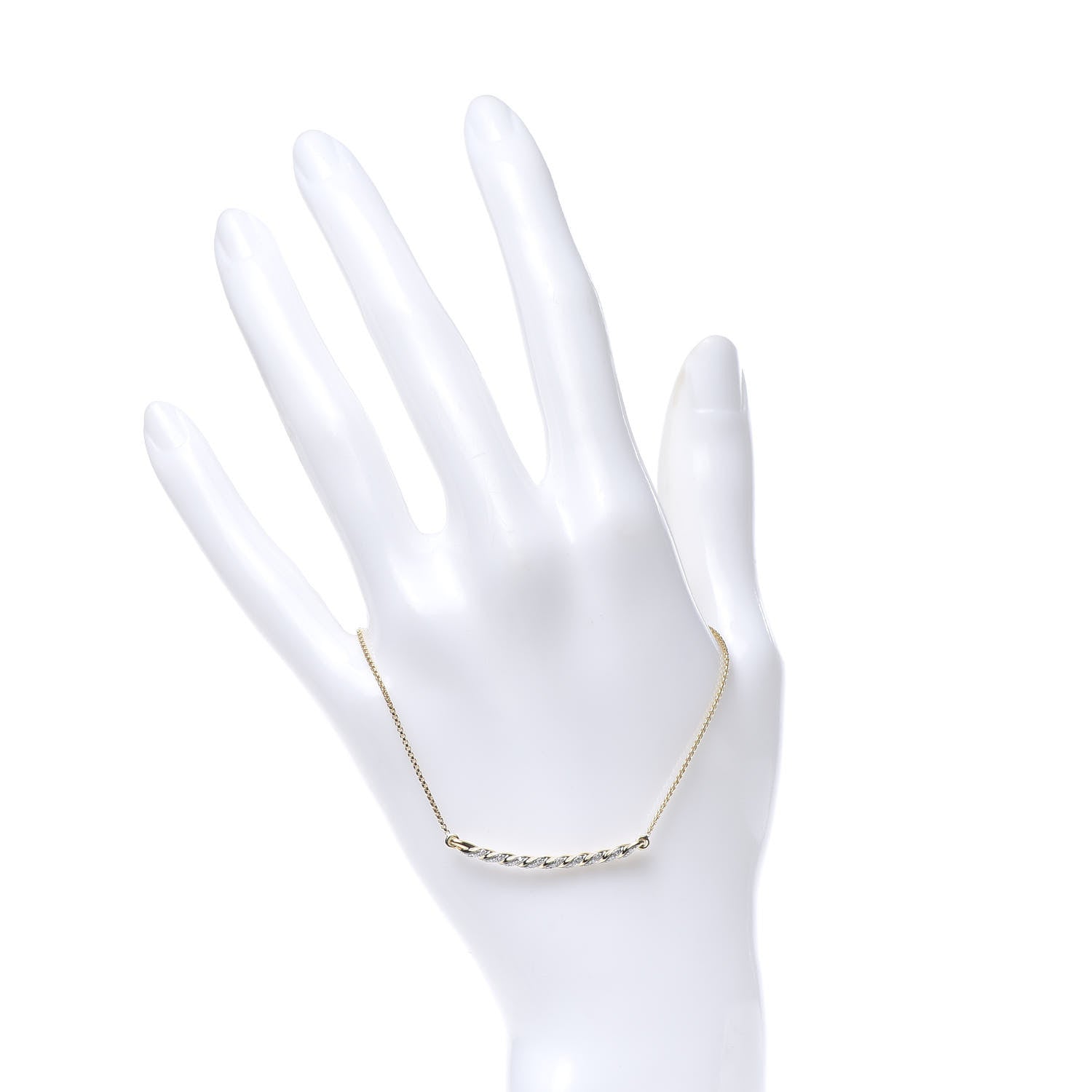 David Yurman 18K Yellow Gold Diamond Paveflex Station Bracelet 2 of 5