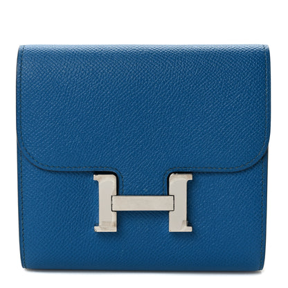 Hermes Epsom Constance Compact Passant Wallet Bleu Izmir 1 of 9