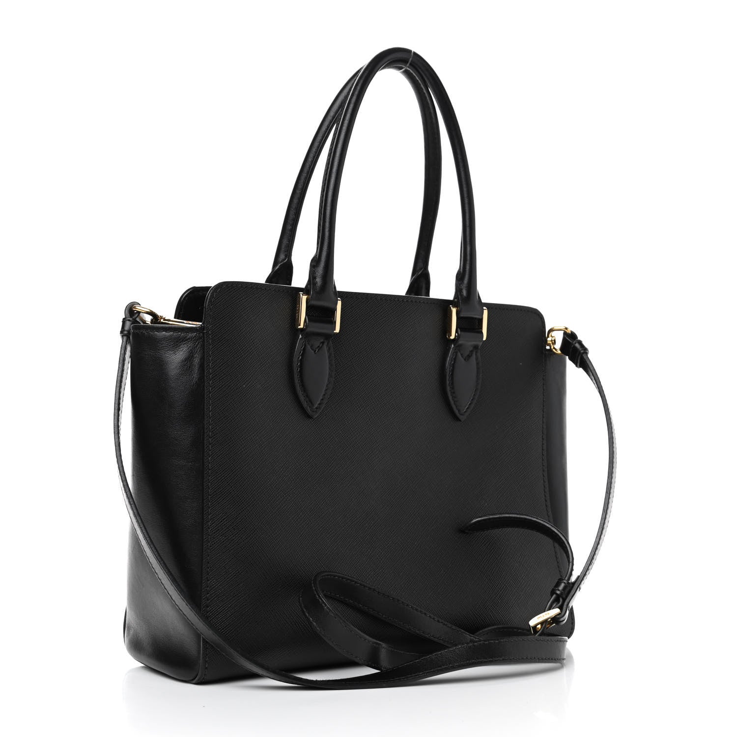 Prada Saffiano Soft Calfskin Small Zippered Tote Black 2 of 4