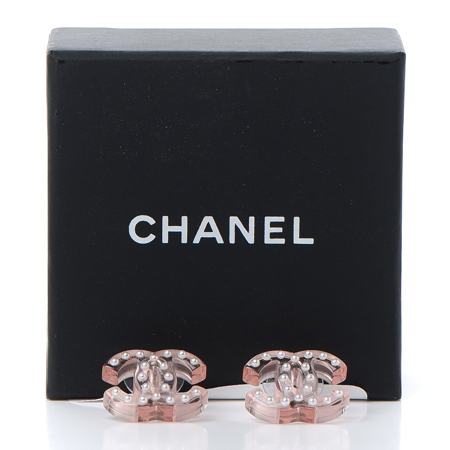 Chanel Crystal Resin CC Earrings Pink 5 of 5