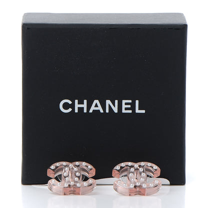 Chanel Crystal Resin CC Earrings Pink 5 of 5