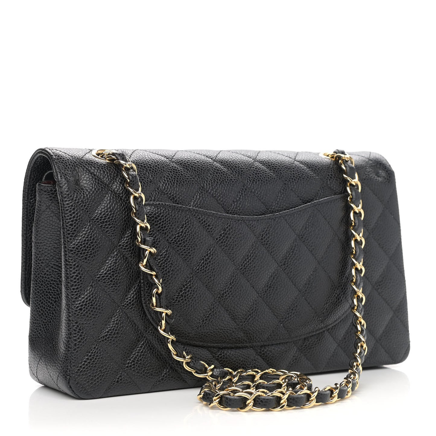 Caviar Quilted Medium Double Flap Black