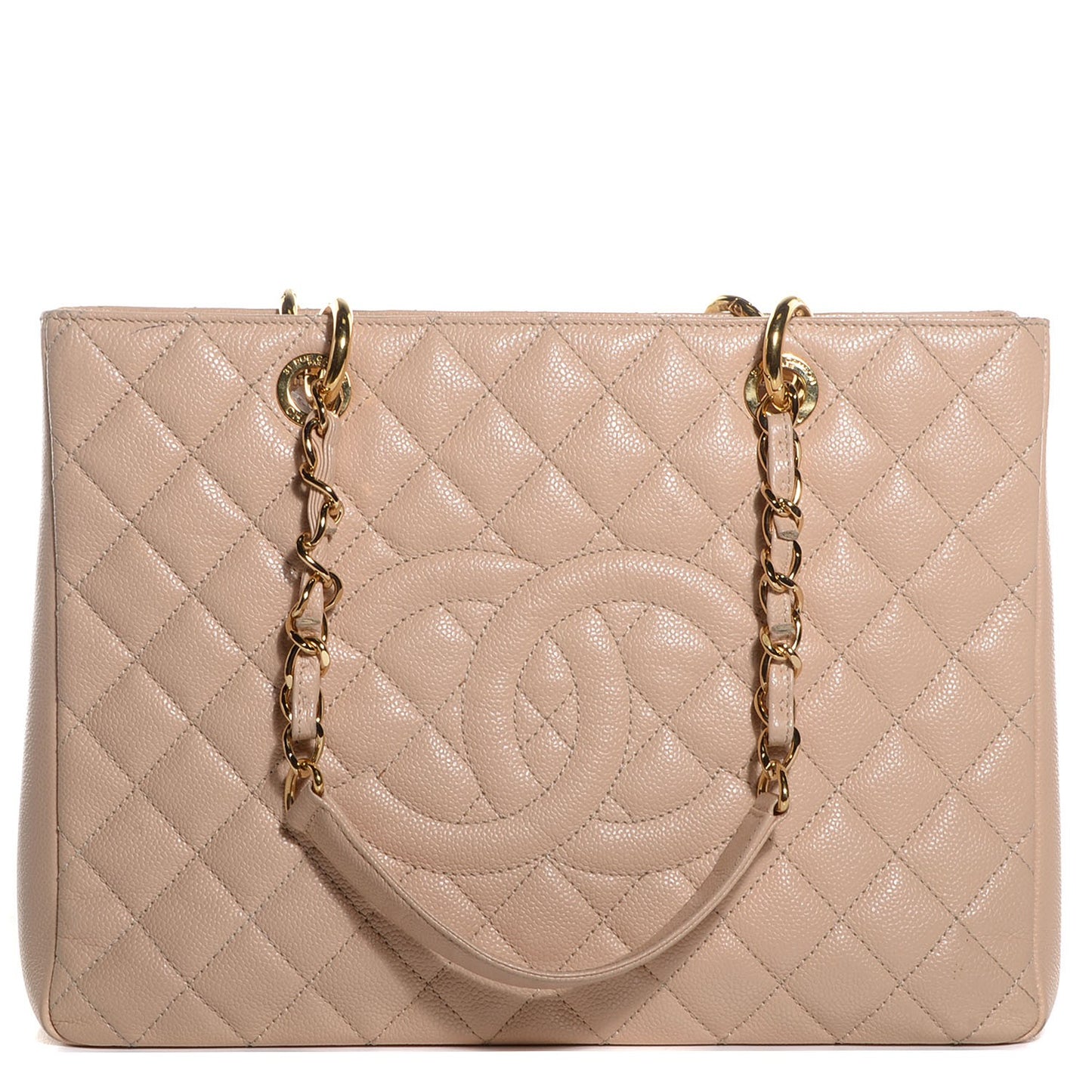 Caviar Quilted Grand Shopping Tote GST Beige Clair