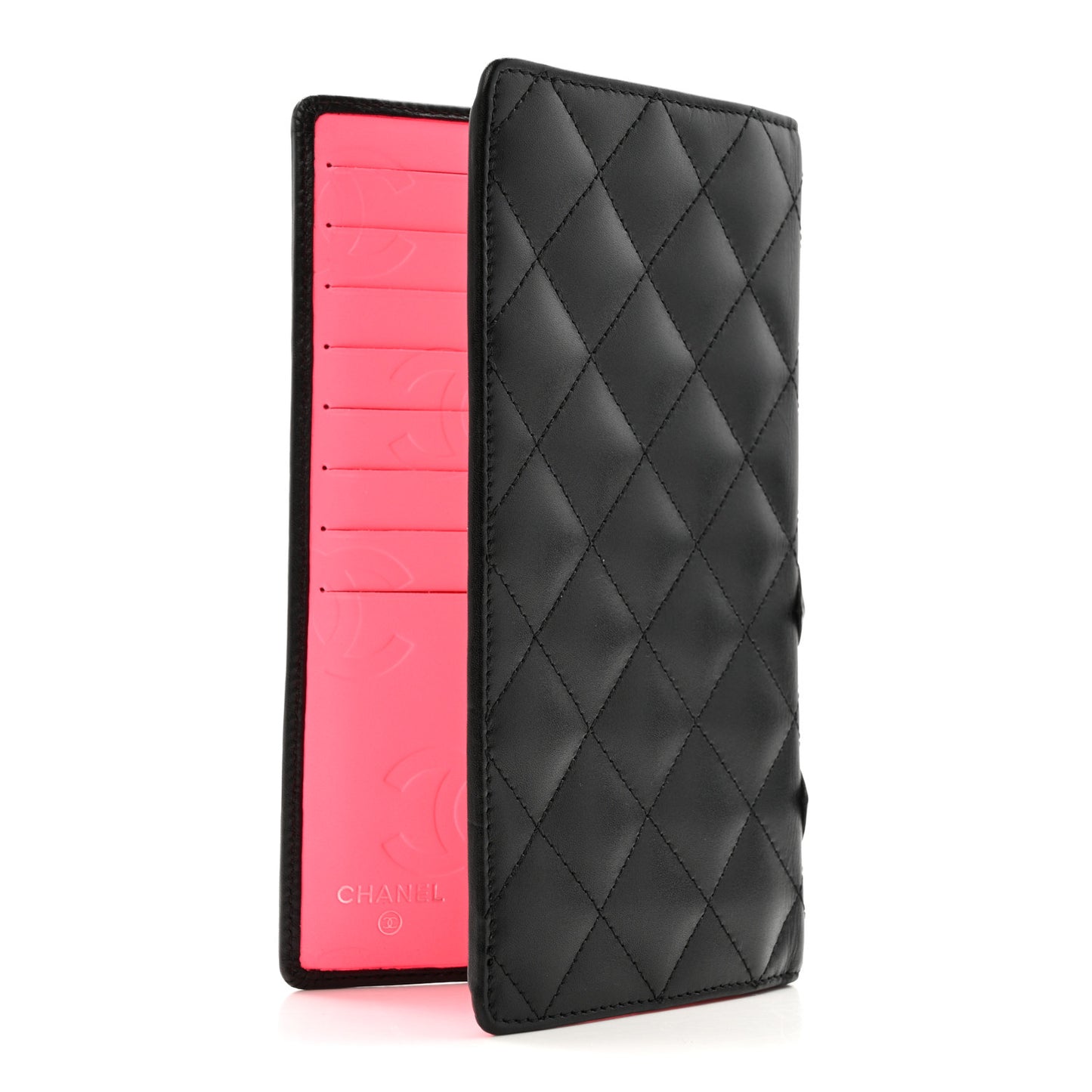 Calfskin Quilted Cambon Yen Wallet Black