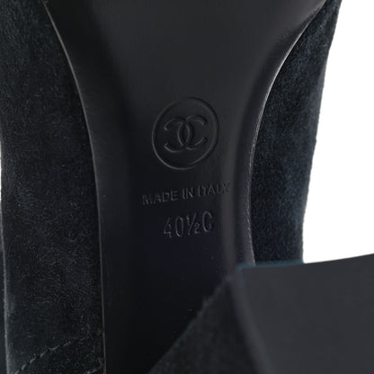 Chanel Suede Calfskin Fabric Short Boots 40.5 Blue 7 of 17
