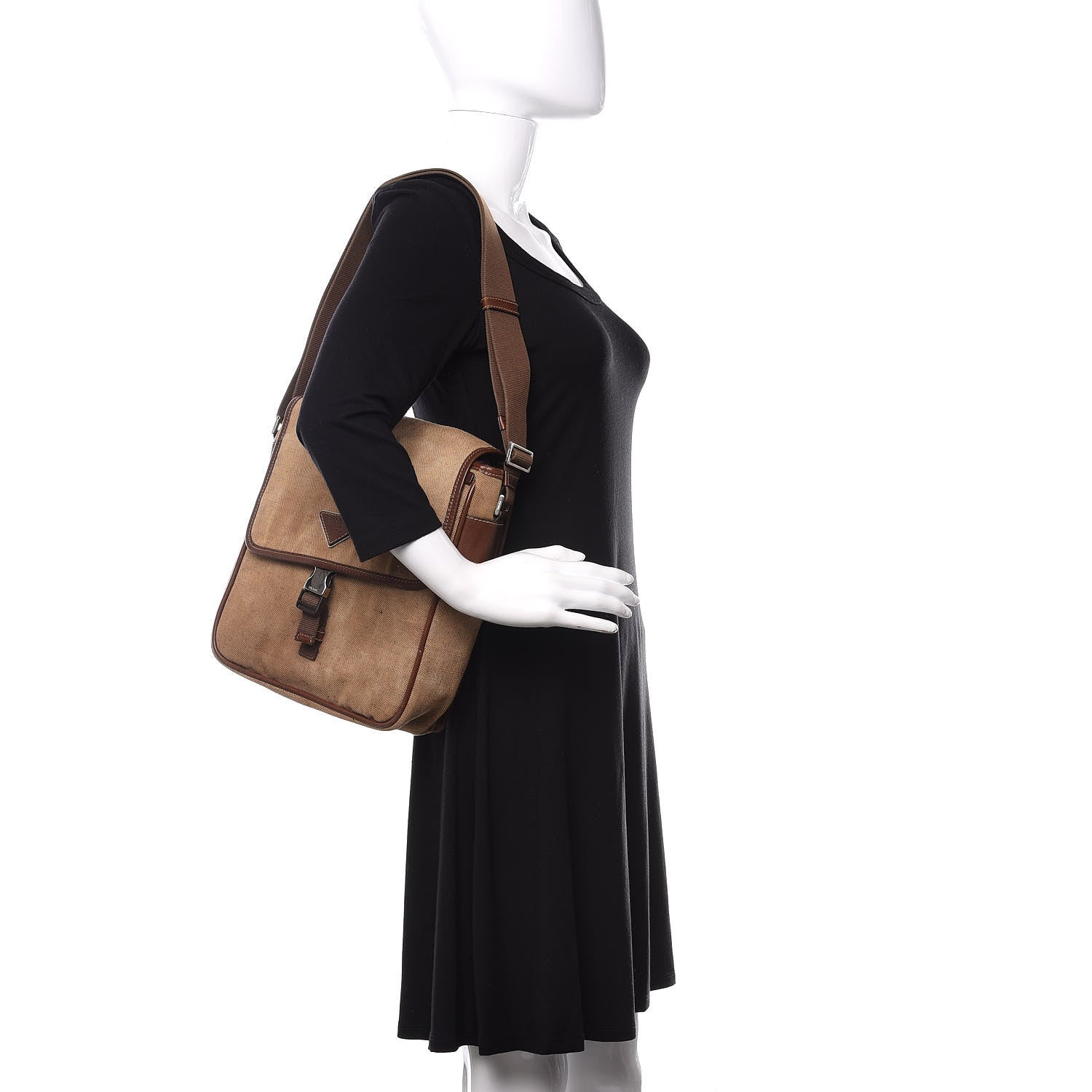 Prada Canvas Messenger Satchel Bruciato 2 of 12