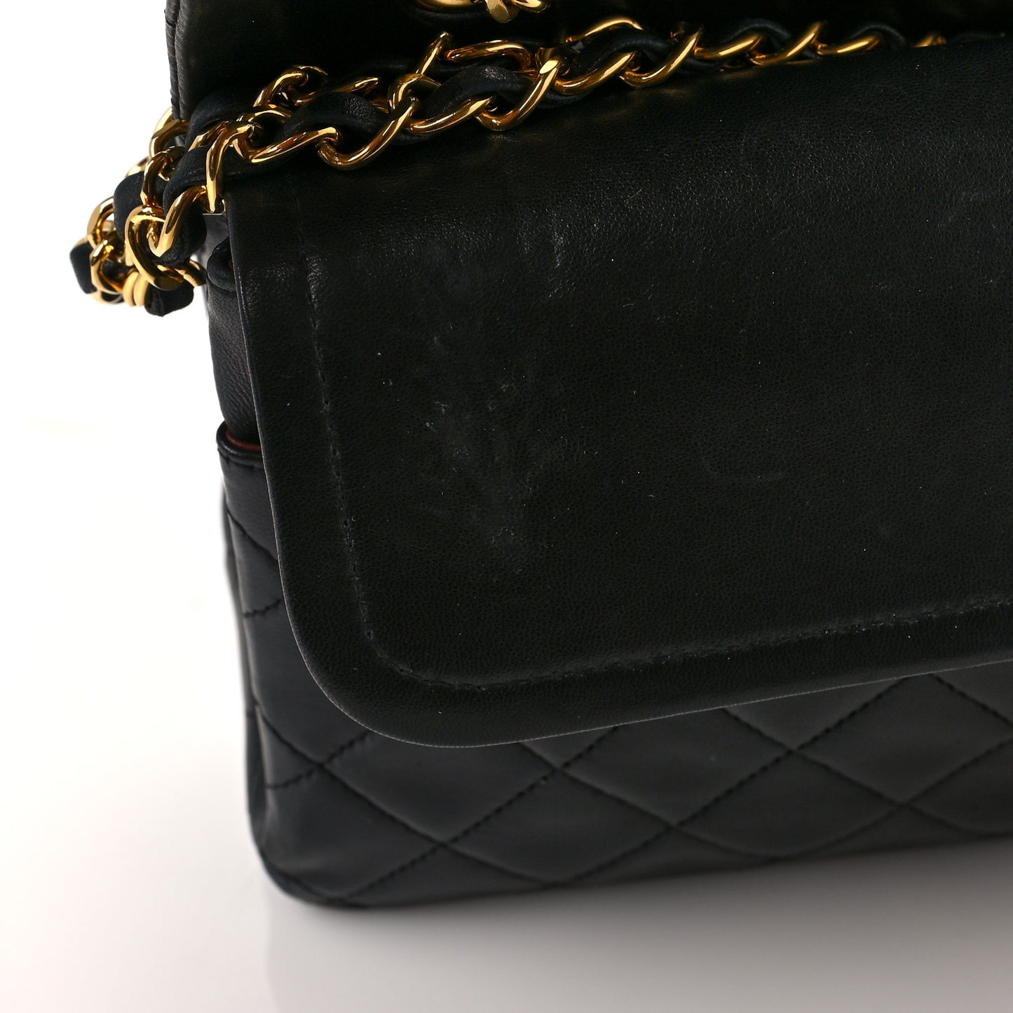 Lambskin Quilted Medium Double Flap Black