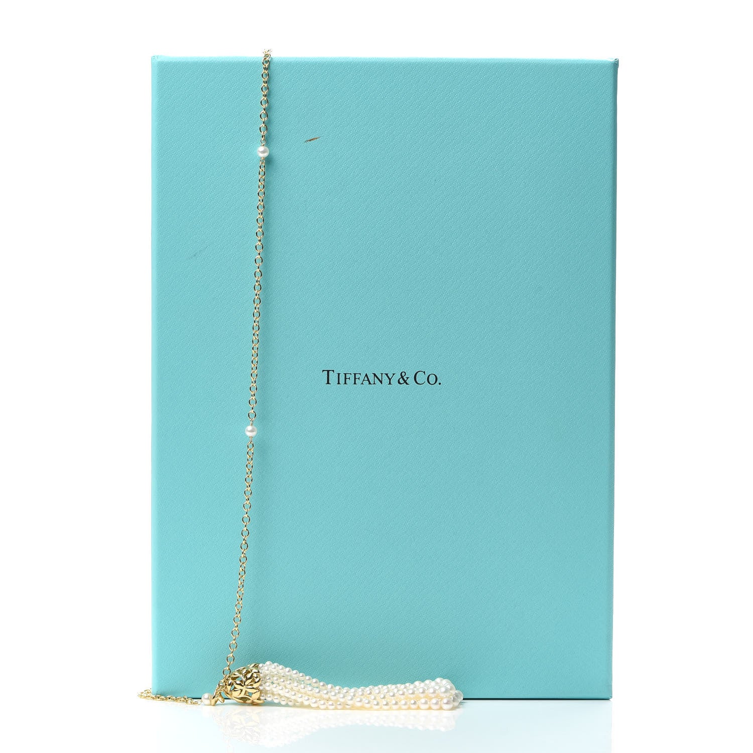 Tiffany 18K Yellow Gold Pearl Paloma Picasso Olive Leaf Tassel Necklace 5 of 5