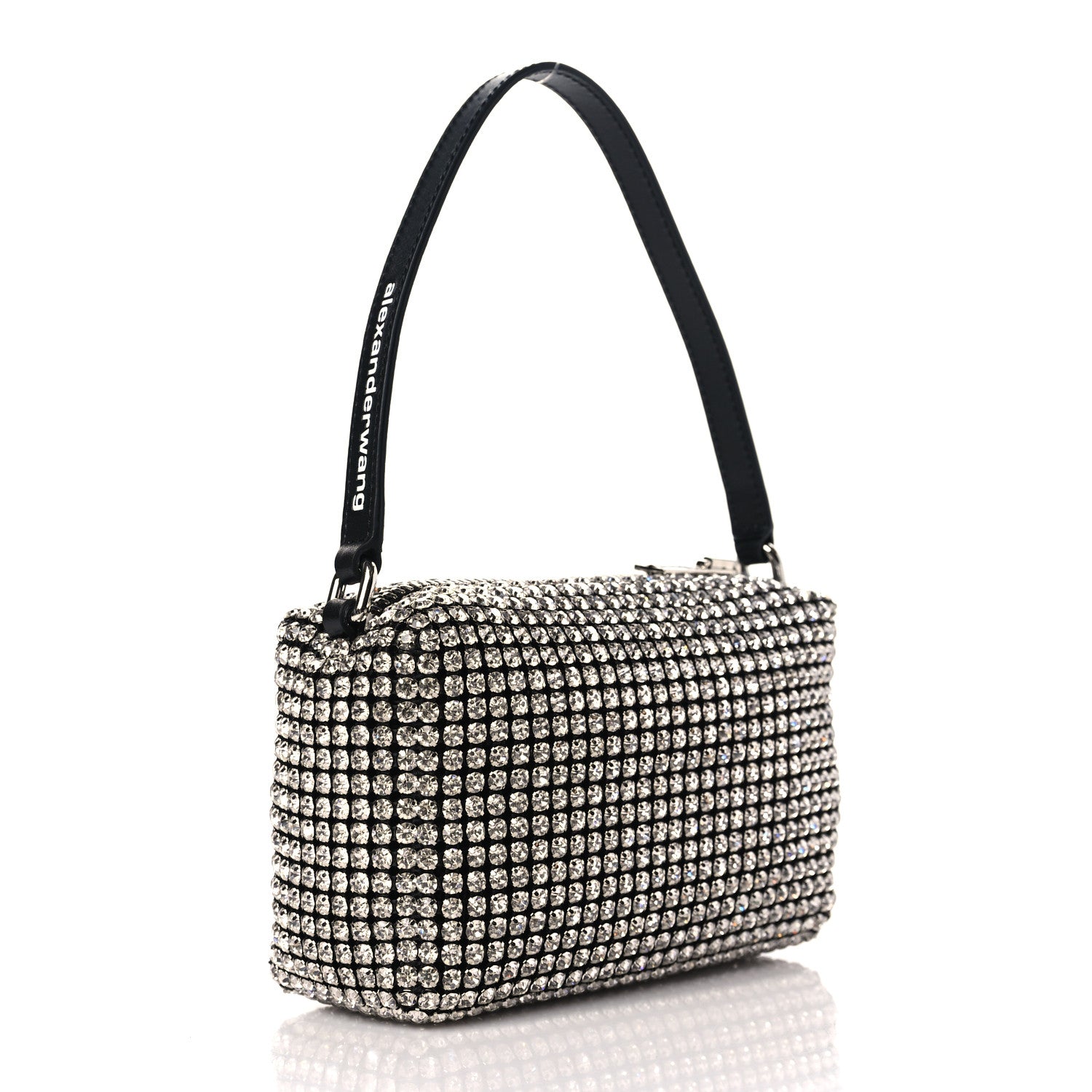 Alexander Wang Mesh Crystal Rhinestone Mini Heiress Pouch Black Silver 3 of 9