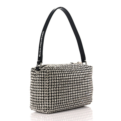 Alexander Wang Mesh Crystal Rhinestone Mini Heiress Pouch Black Silver 3 of 9