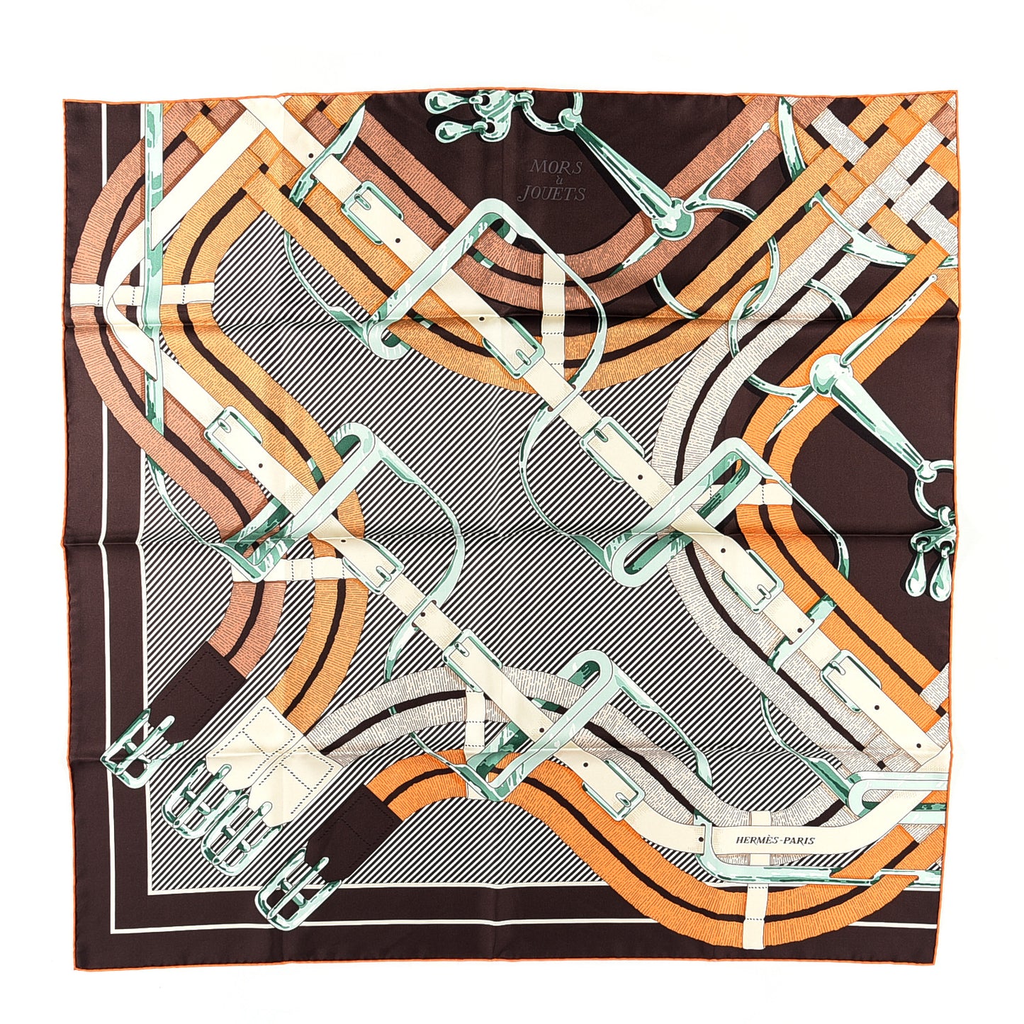 Silk Mors A Jouets Chemise Scarf 90 Chocolate Beige Orange