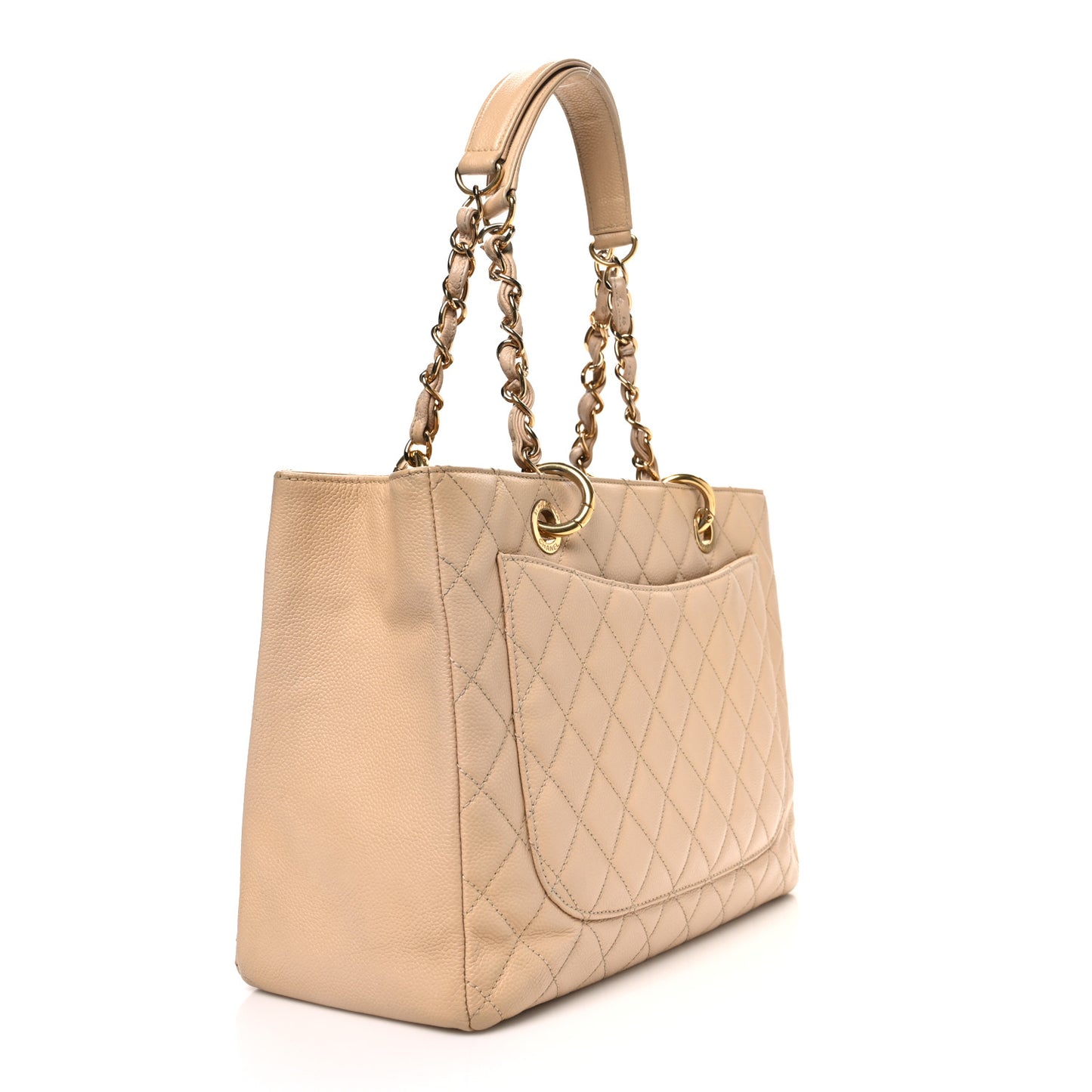 Caviar Quilted Grand Shopping Tote GST Beige