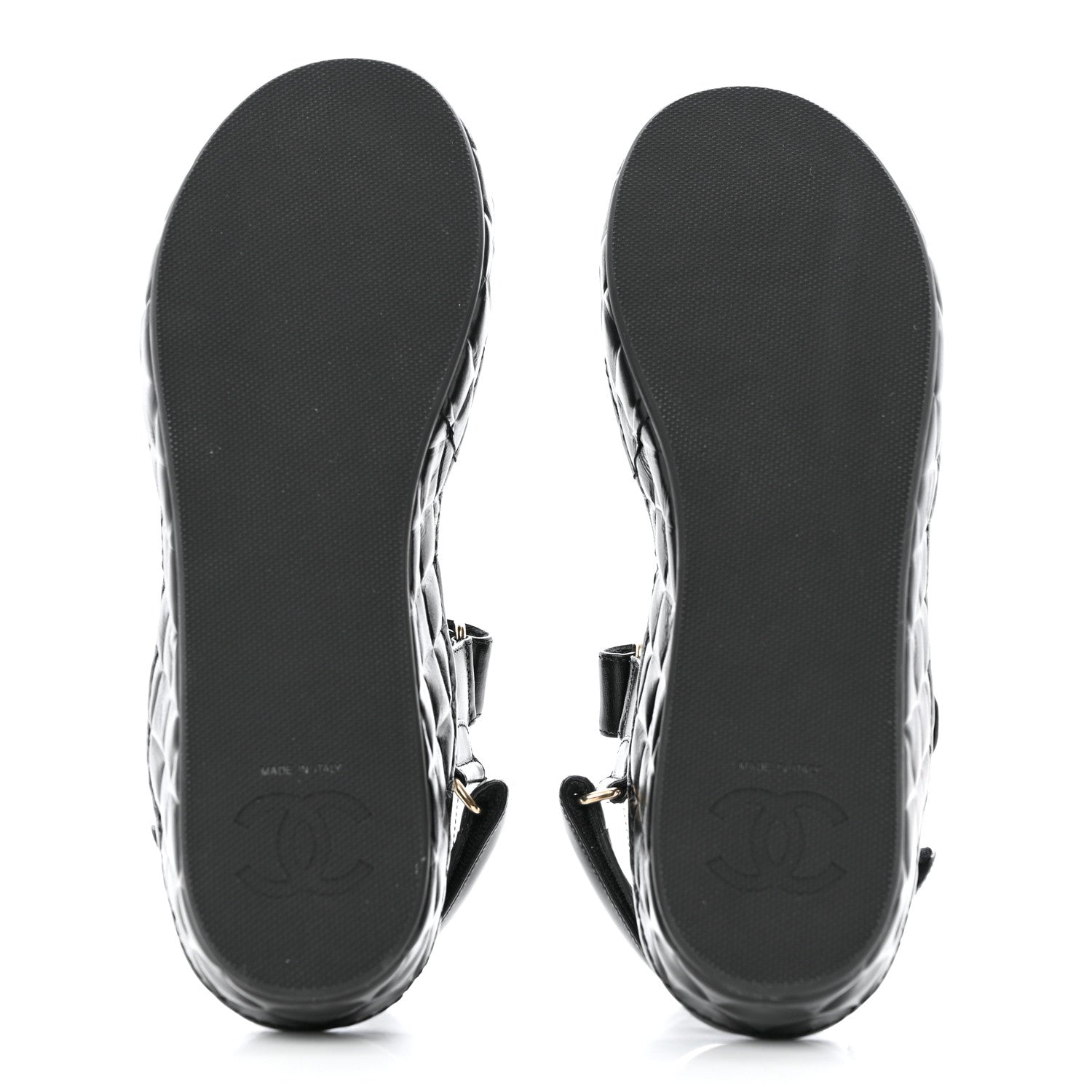 Chanel Shiny Calfskin Logo Platform Sandals 39 Black 6 of 14