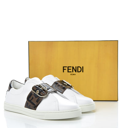 Fendi Vitello FF Embossed Womens Slip On Sneakers 37 Ultra White Maya Black 9 of 9